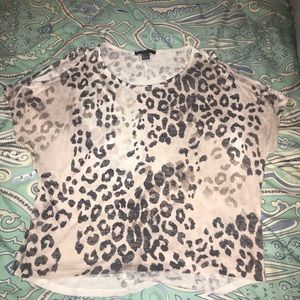 Forever 21 cheetah print cold-shoulder top